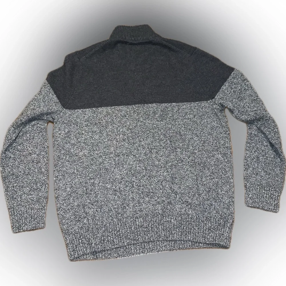 Sonoma Two Tone Heather Marled Gray Quarter-Zip Knit Sweater Pullover Shirt XL